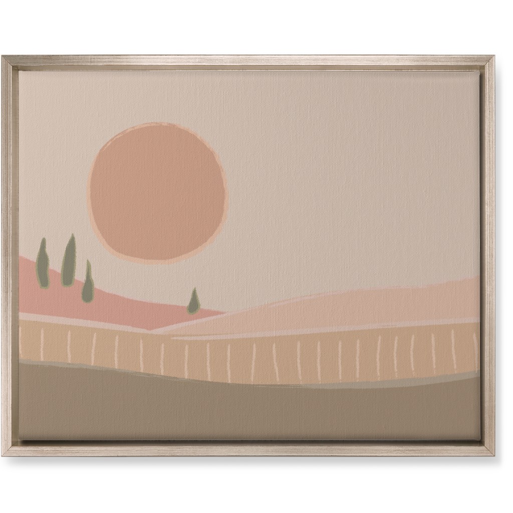 Simple Landscape Wall Art, Metallic, Single piece, Canvas, 16x20, Pink, Sand