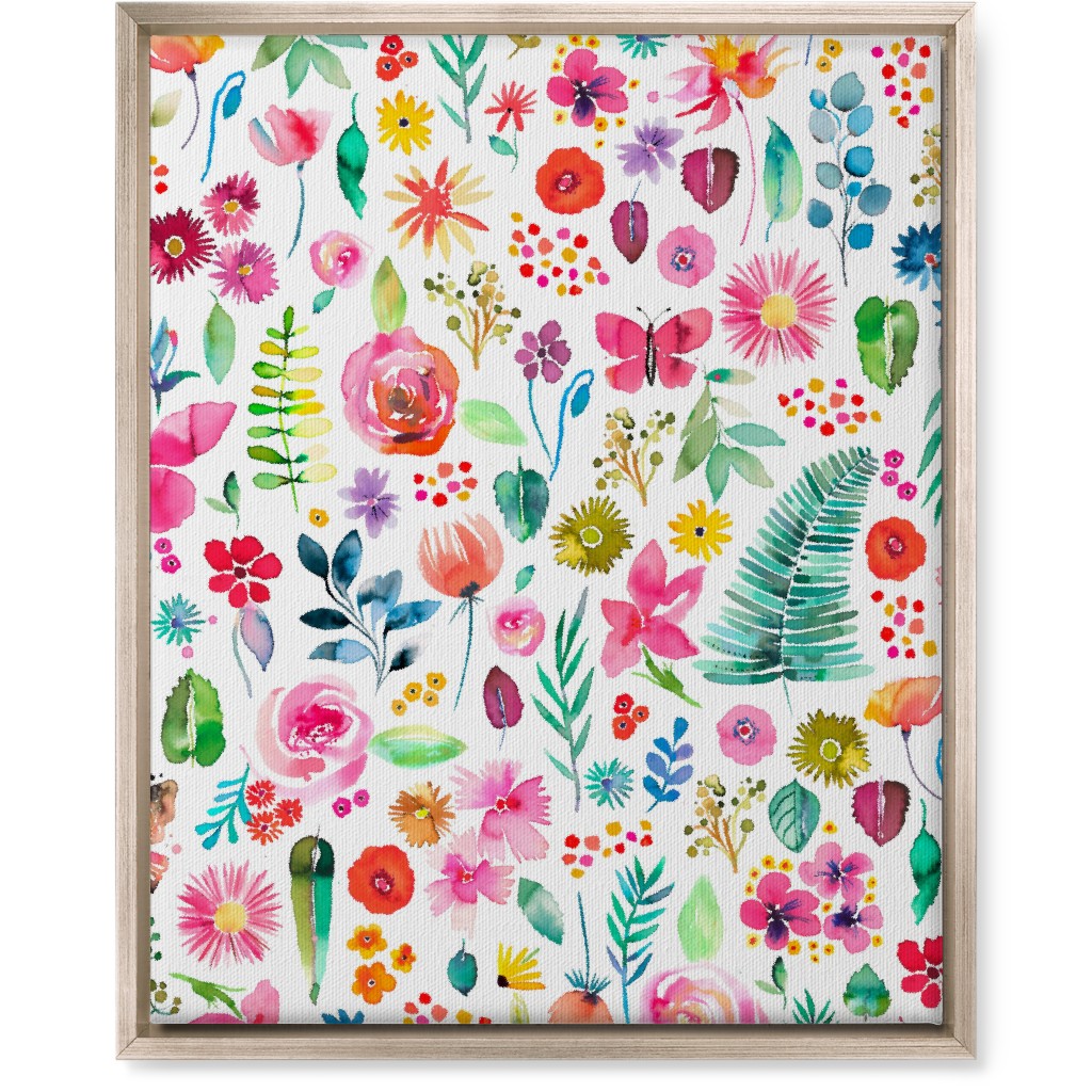 Colorful Botanical Plants - Multi Wall Art, Metallic, Single piece, Canvas, 16x20, Multicolor