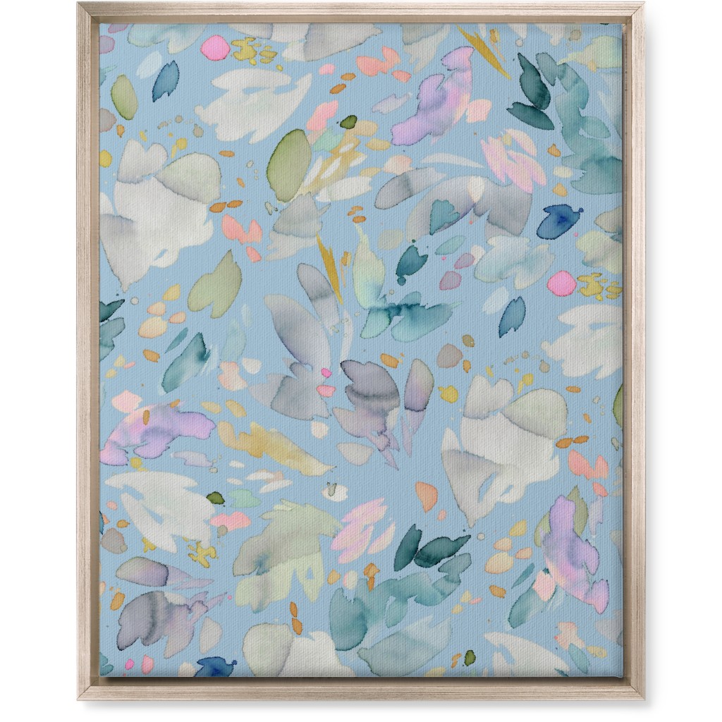 Abstract Petal Flowering Wall Art, Metallic, Single piece, Canvas, 16x20, Blue