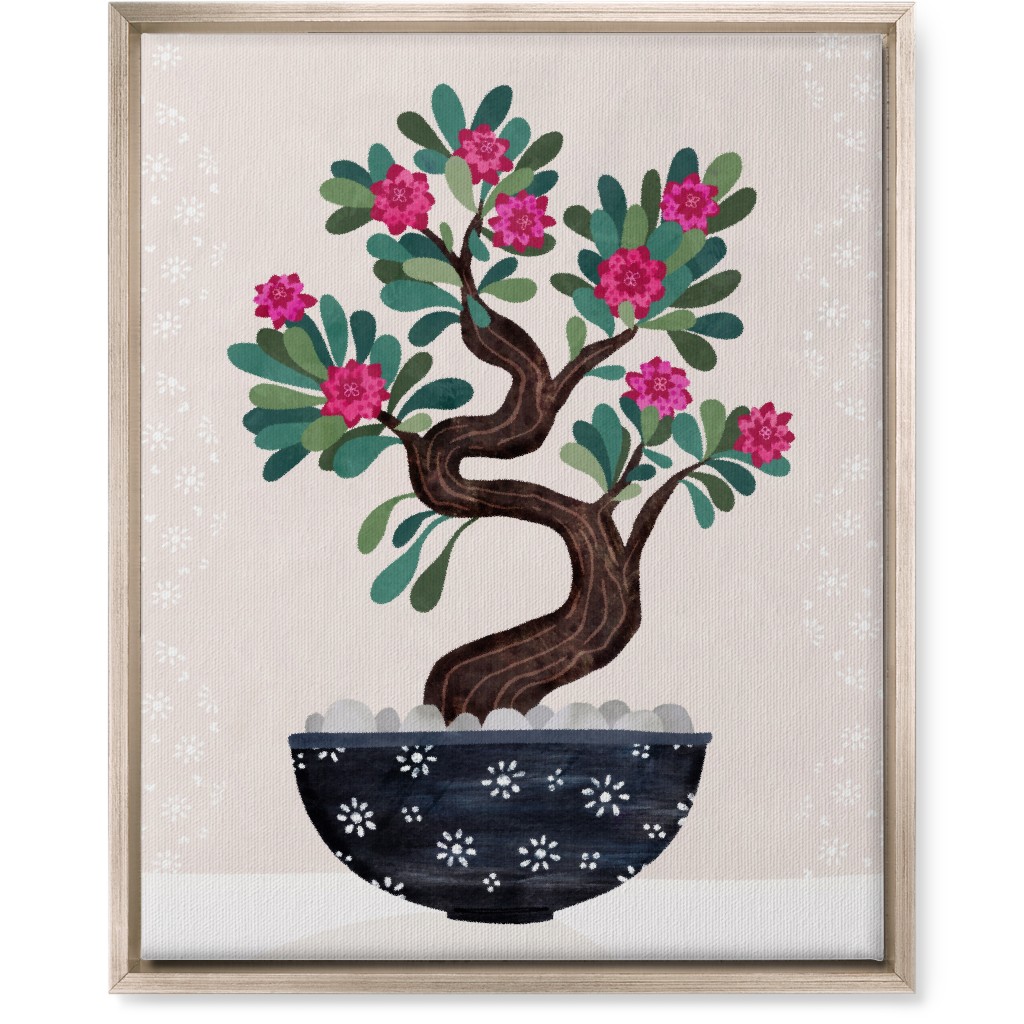 Bonsai - Pink Wall Art, Metallic, Single piece, Canvas, 16x20, Pink, Bright Pink