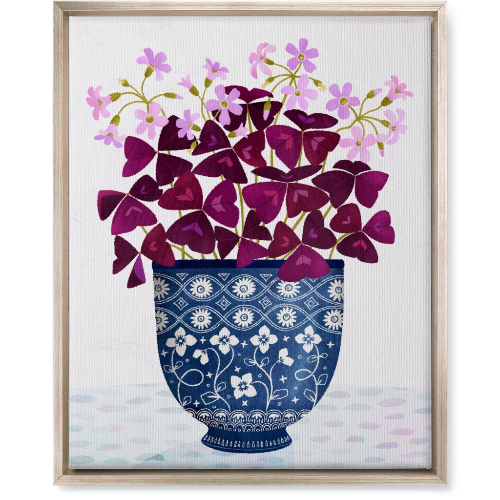 Oxalis Triangularis - Purple and Blue Wall Art, Metallic, Single piece, Canvas, 16x20, Purple