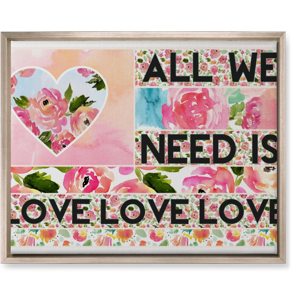 All We Need Is Love - Pink Wall Art, Metallic, Single piece, Canvas, 16x20, Pink