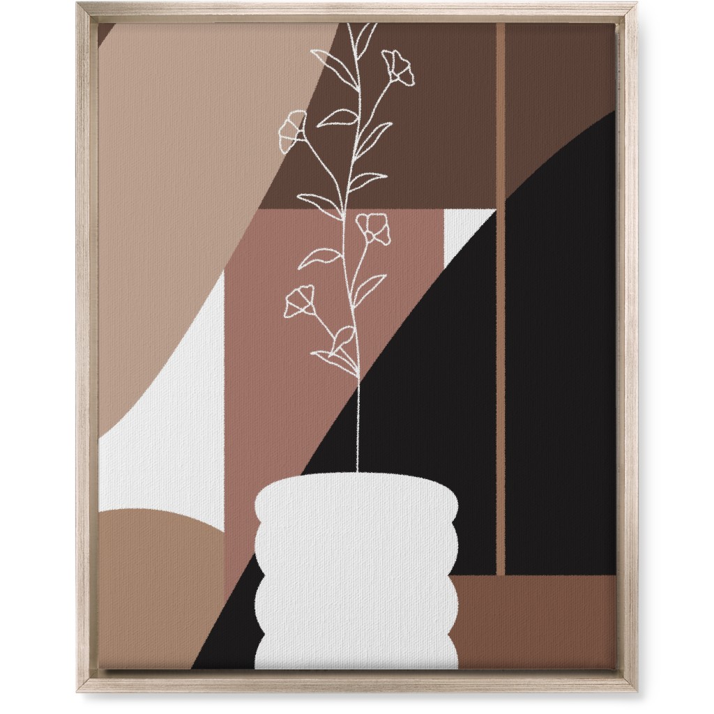 Botanical Abstract Shapes - Neutral Wall Art, Metallic, Single piece, Canvas, 16x20, Beige