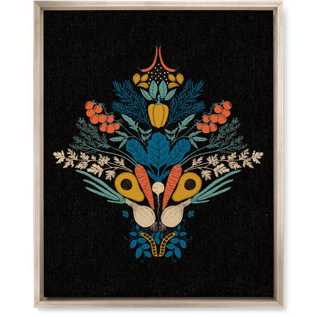 Vegatables Wall Art, Metallic, Single piece, Canvas, 16x20, Multicolor, Coal