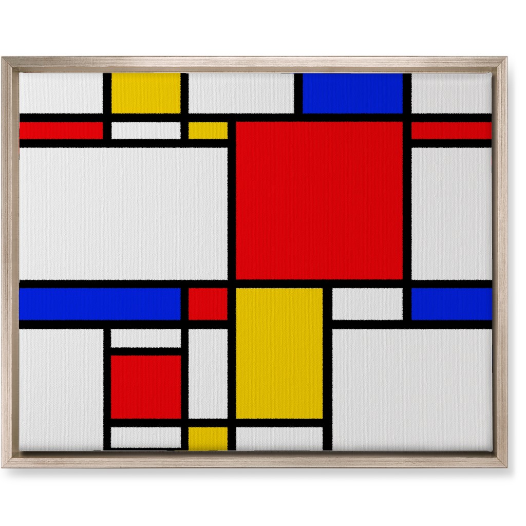 Mondrian Wall Art, Metallic, Single piece, Canvas, 16x20, Multicolor