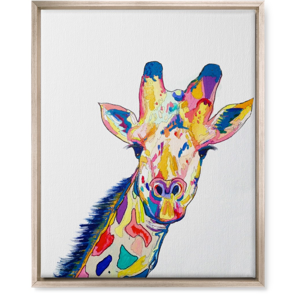 the Painted Giraffe - Multi on White Wall Art, Metallic, Single piece, Canvas, 16x20, Multicolor