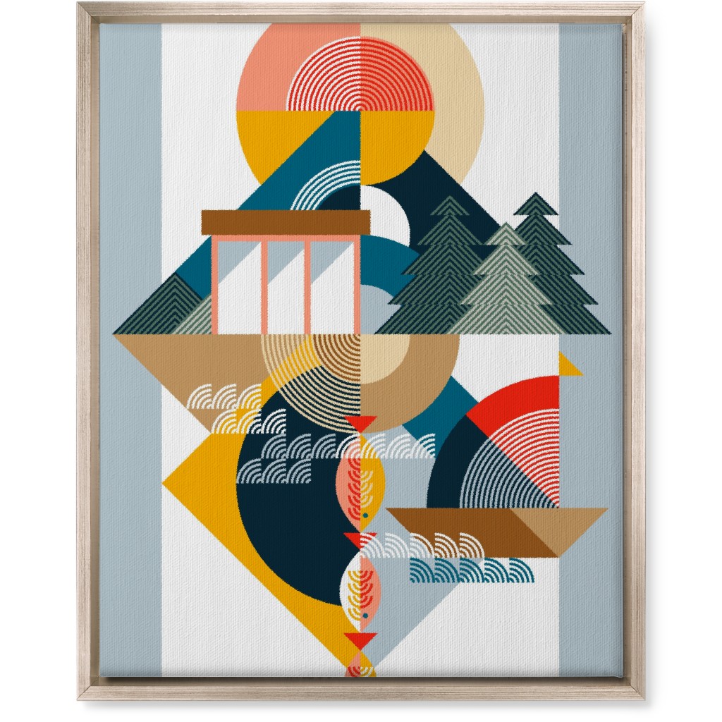 By the Sea Abstract - Multi Wall Art, Metallic, Single piece, Canvas, 16x20, Multicolor