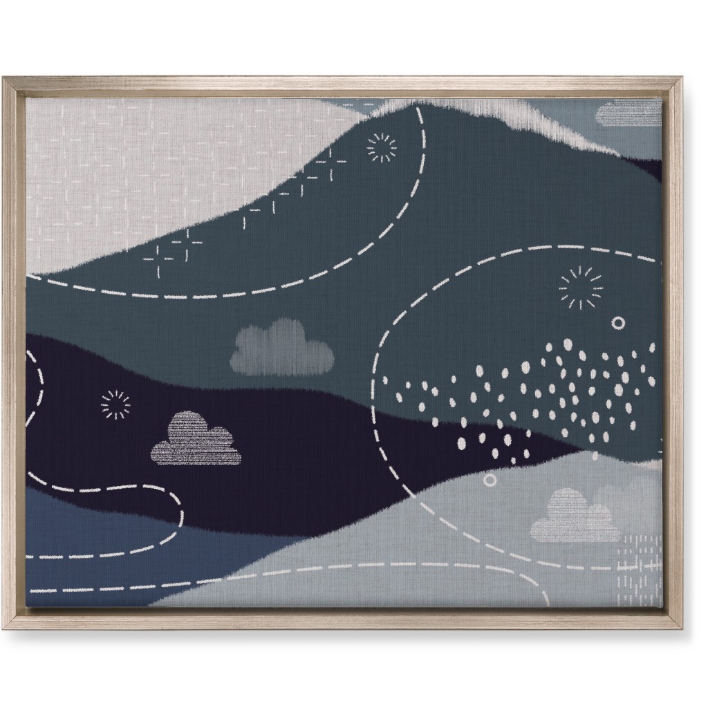 Ever Blue Mountains - Blue Wall Art, Metallic, Single piece, Canvas, 16x20, Blue