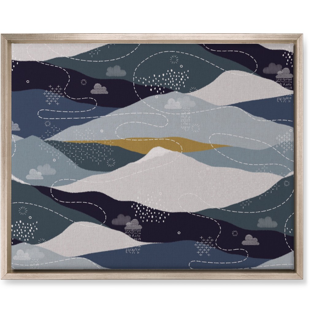 Ever Blue Mountains Wall Art, Metallic, Single piece, Canvas, 16x20, Blue, True Blue