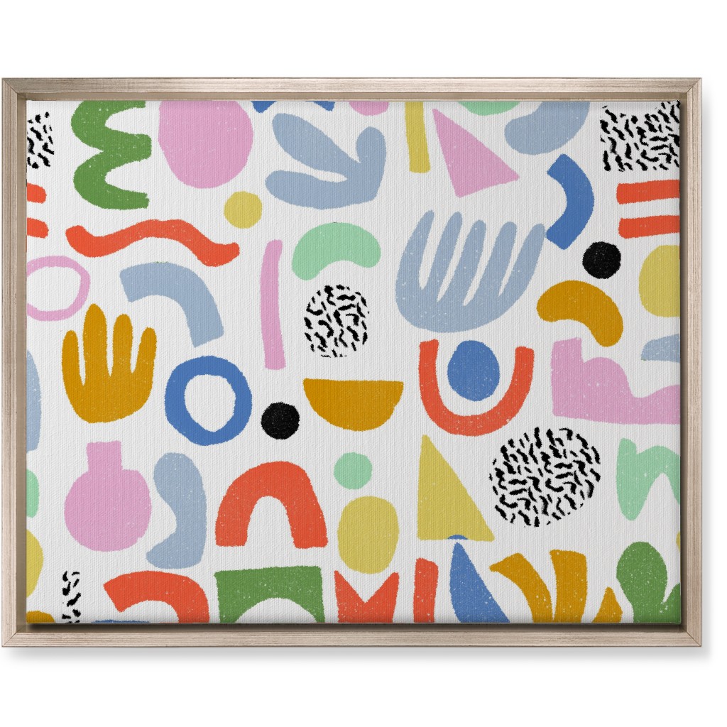 Happy Blocks Wall Art, Metallic, Single piece, Canvas, 16x20, Multicolor, White