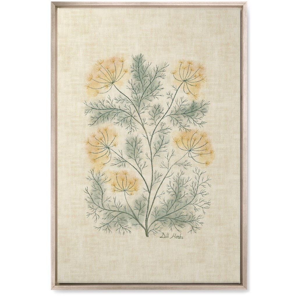 Dill Botanical Illustration Wall Art, Metallic, Single piece, Canvas, 20x30, Beige