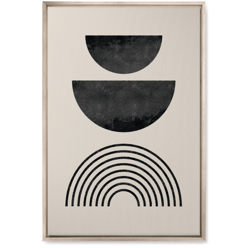 Minimal Geometric and Rainbow - Neutral Wall Art, Metallic, Single piece, Canvas, 20x30, Beige, Pearl