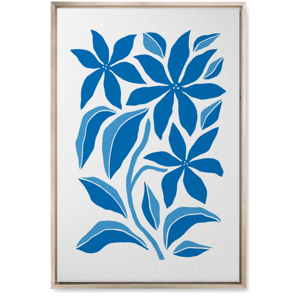 Minimalist Block Botanical Floral - Blue Wall Art, Metallic, Single piece, Canvas, 20x30, Blue
