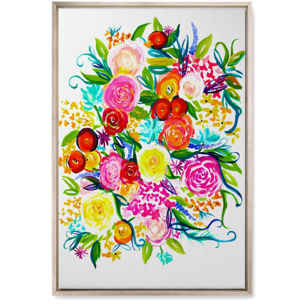 Summer Floral Acrylic Floral - Neon Wall Art, Metallic, Single piece, Canvas, 20x30, Multicolor