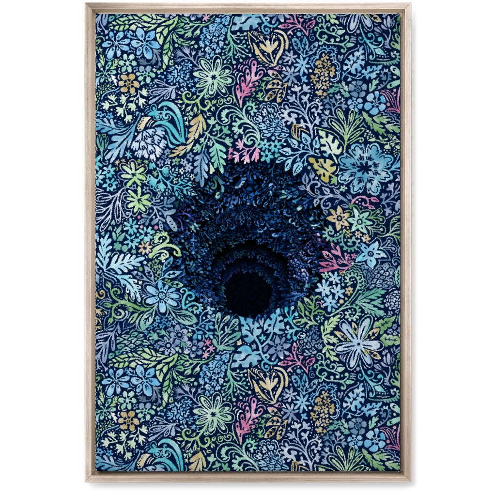 Deep Down Colorful Floral Abstract Wall Art, Metallic, Single piece, Canvas, 20x30, Blue
