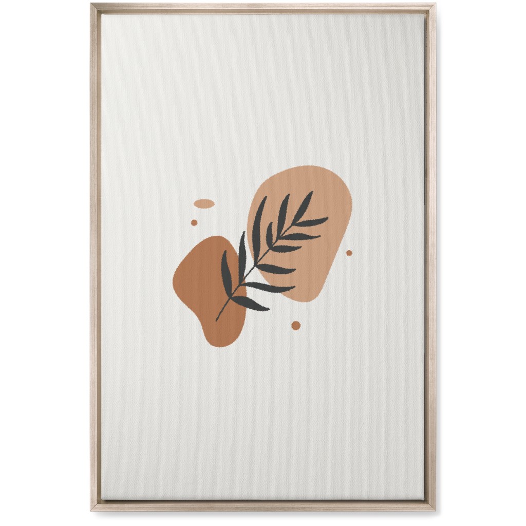 Shapes and Fern Leaf Wall Art, Metallic, Single piece, Canvas, 20x30, Orange