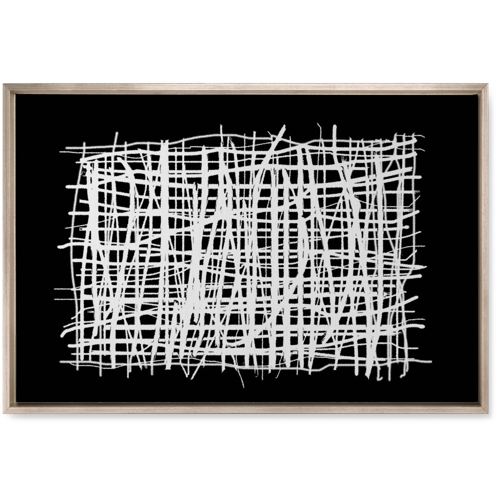 Woven Abstraction - White on Black Wall Art, Metallic, Single piece, Canvas, 20x30, Black