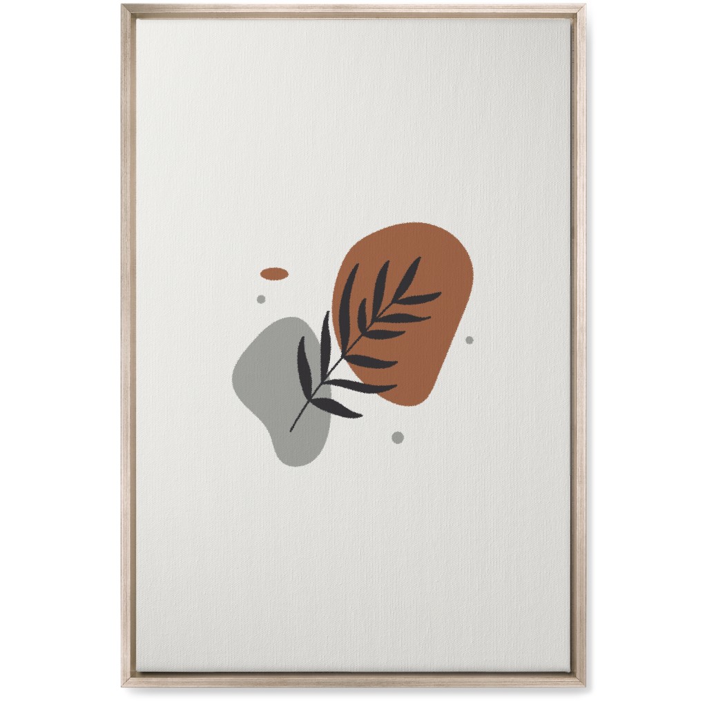 Shapes and Fern Leaf Wall Art, Metallic, Single piece, Canvas, 20x30, Brown
