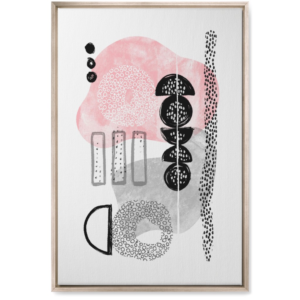 Feminene Abstract - Gray and Pink Wall Art, Metallic, Single piece, Canvas, 20x30, Pink