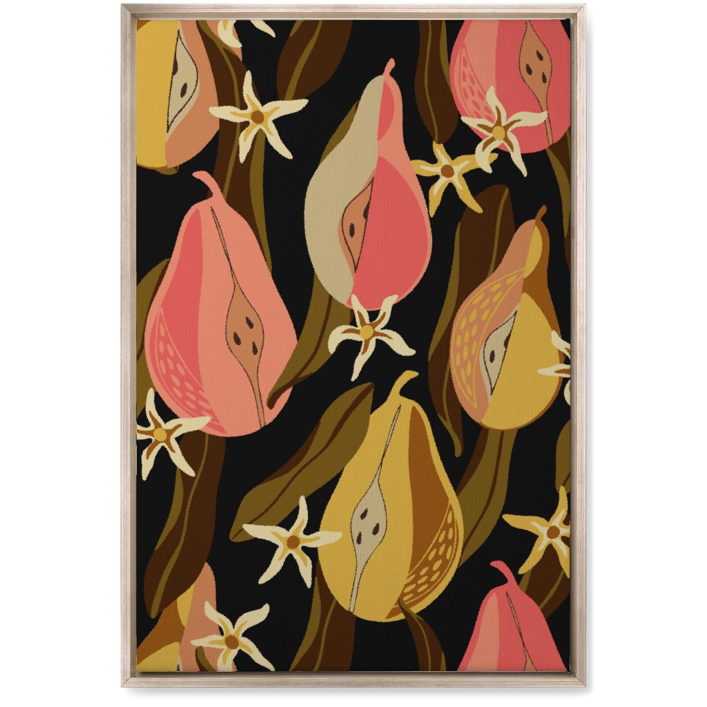 Minimal Pears Portrait - Multi Wall Art, Metallic, Single piece, Canvas, 20x30, Pink, Bright Pink