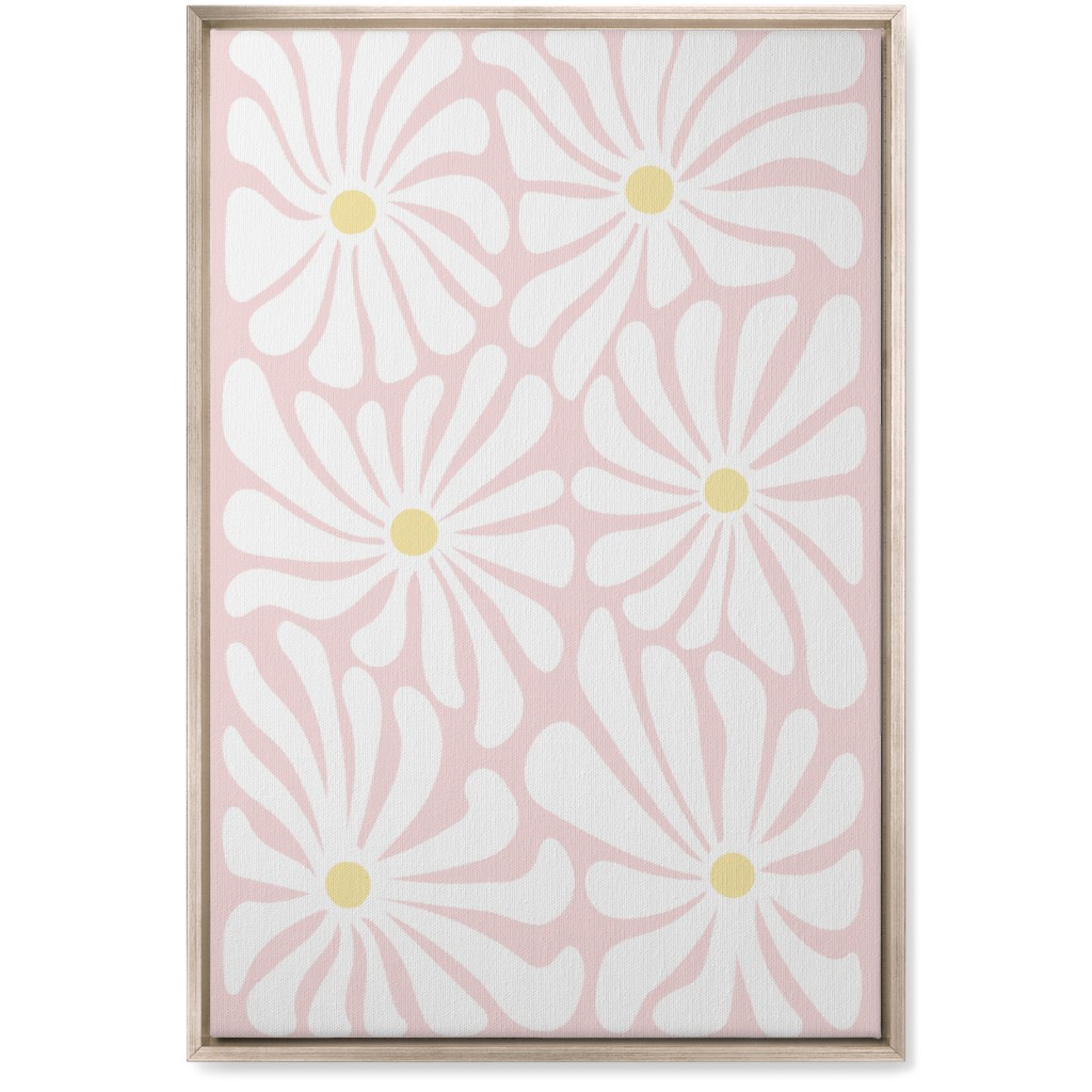 Retro Daisies Wall Art, Metallic, Single piece, Canvas, 20x30, Pink
