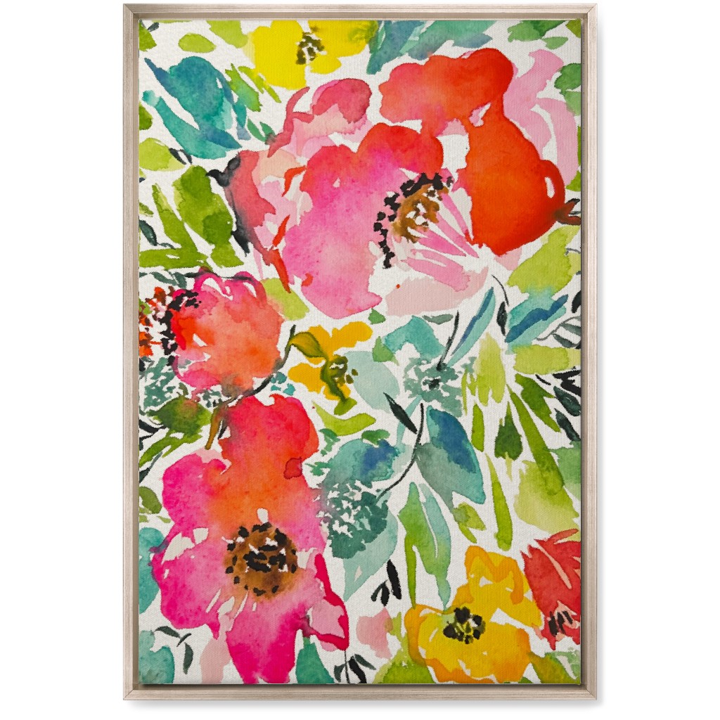 Bright Summer Florals - Multi Wall Art, Metallic, Single piece, Canvas, 20x30, Multicolor
