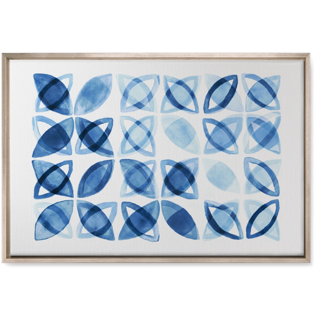 Washed Watercolor Shapes Wall Art, Metallic, Single piece, Canvas, 20x30, Blue, Blue Suede
