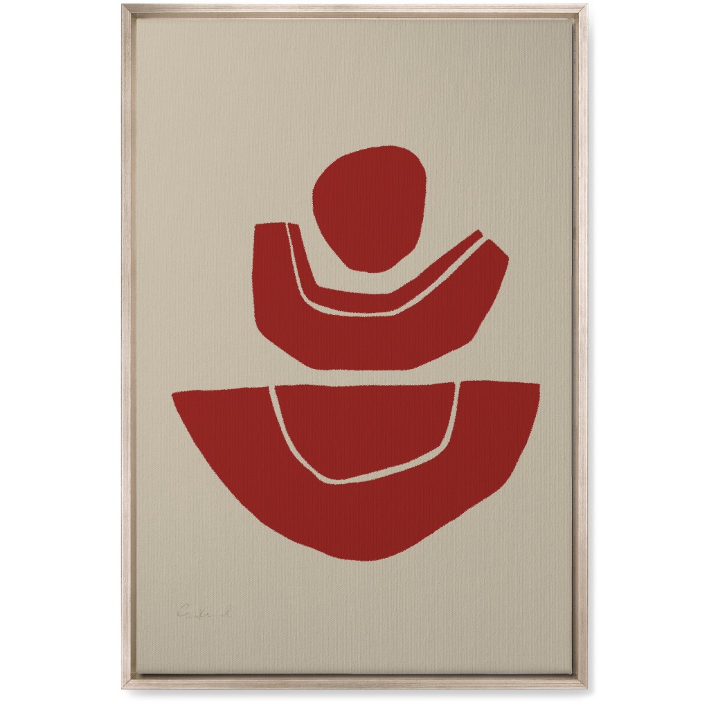 Geometric Abstract Stack Ii Wall Art, Metallic, Single piece, Canvas, 20x30, Red, Cinnamon