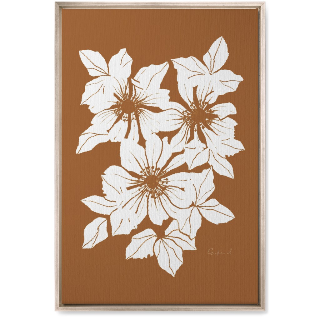Botanical Big Anemones Wall Art, Metallic, Single piece, Canvas, 20x30, Orange