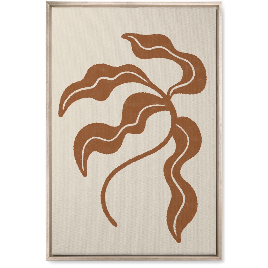 Minimalist Foliage - Neutral Wall Art, Metallic, Single piece, Canvas, 20x30, Beige
