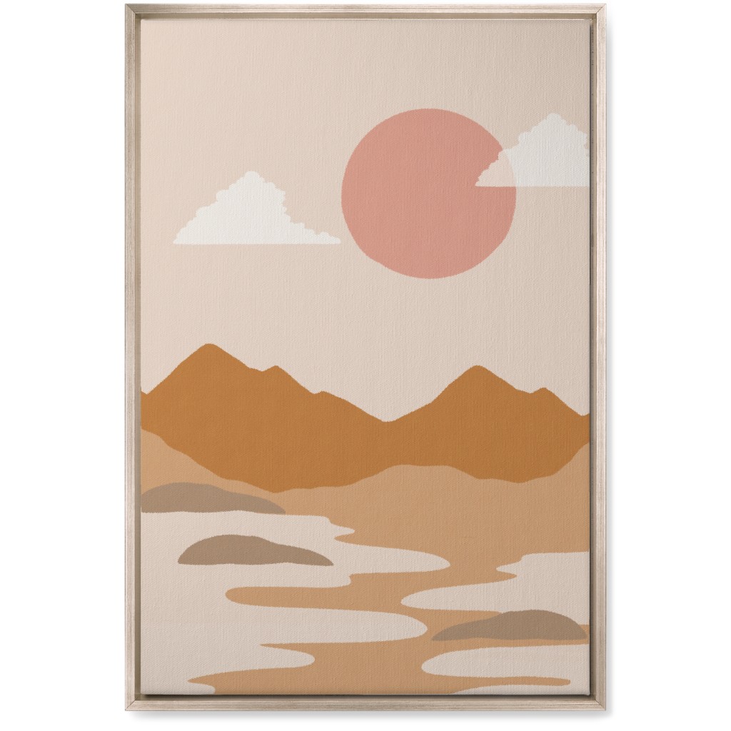 Abstract Mountain Landscape - Neutral Wall Art, Metallic, Single piece, Canvas, 20x30, Orange