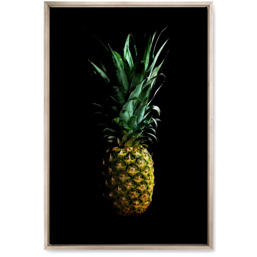 Pineapple - Yellow on Black Wall Art, Metallic, Single piece, Canvas, 20x30, Black, Black