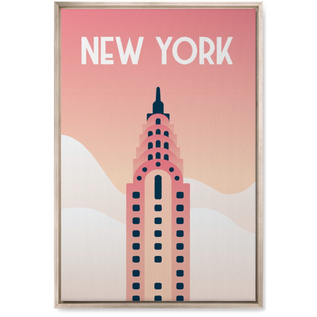 New York City Chrysler Building Wall Art, Metallic, Single piece, Canvas, 20x30, Pink