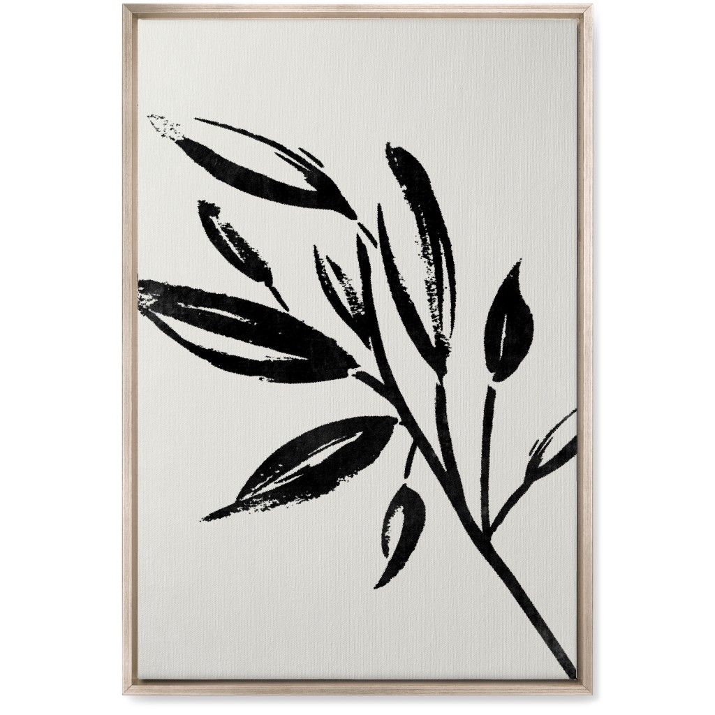 Zen Brush - Black and Beige Wall Art, Metallic, Single piece, Canvas, 20x30, Gray, Gray