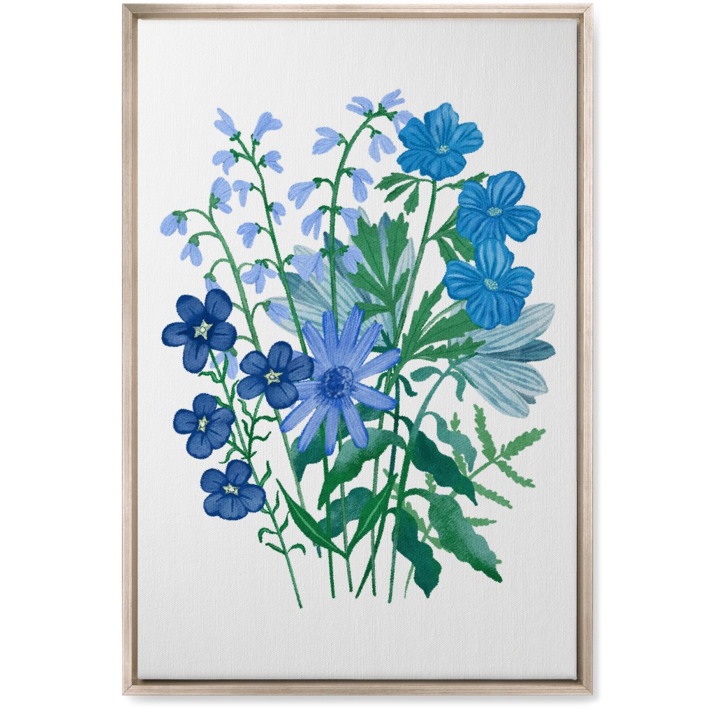 Bouquet of Flowers - Blue Wall Art, Metallic, Single piece, Canvas, 20x30, Blue