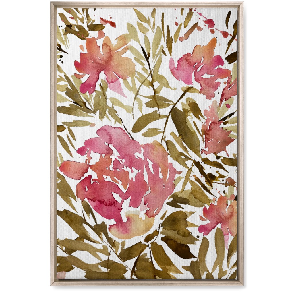 Bewildered - Pink and Green Wall Art, Metallic, Single piece, Canvas, 20x30, Pink, Bright Pink