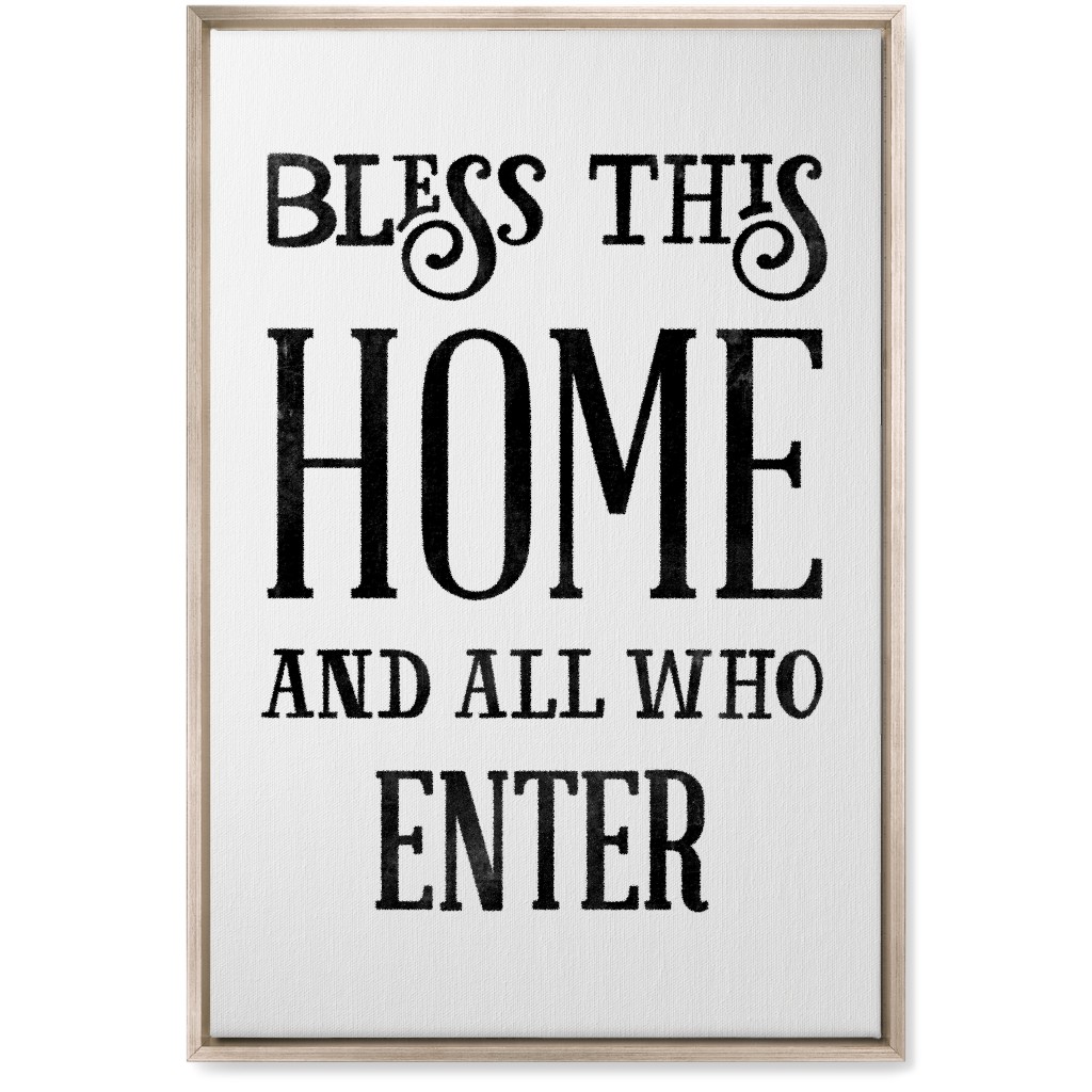 Bless This Home Wall Art, Metallic, Single piece, Canvas, 20x30, White