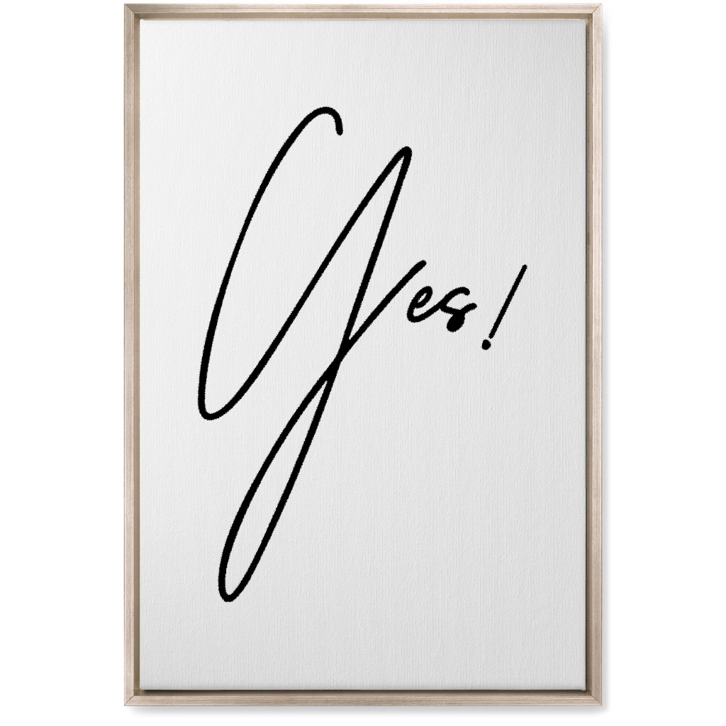 Yes! - Black and White Wall Art, Metallic, Single piece, Canvas, 20x30, White