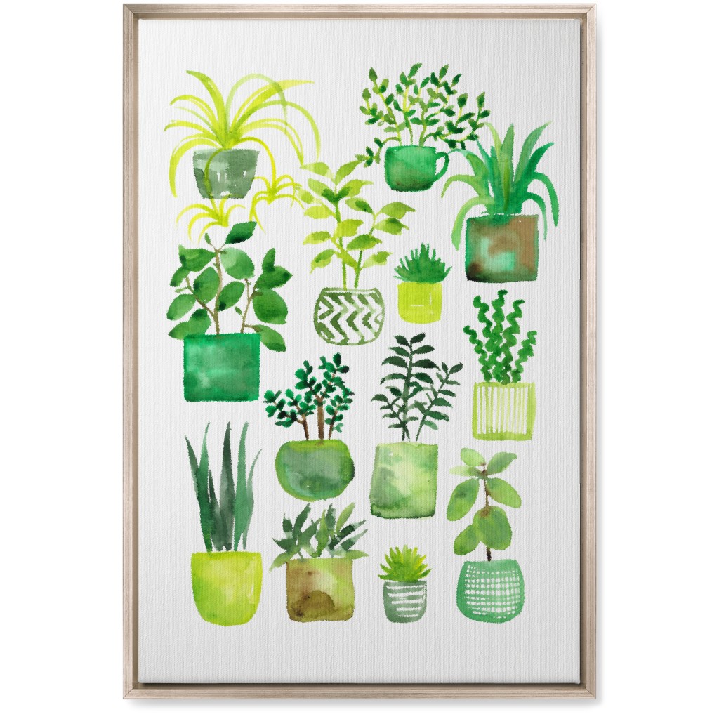 House Plants - Green Wall Art, Metallic, Single piece, Canvas, 20x30, Green