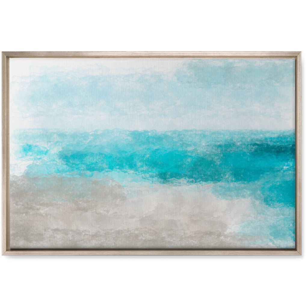 Beach Painting - Blue and Tan Wall Art, Metallic, Single piece, Canvas, 20x30, Blue