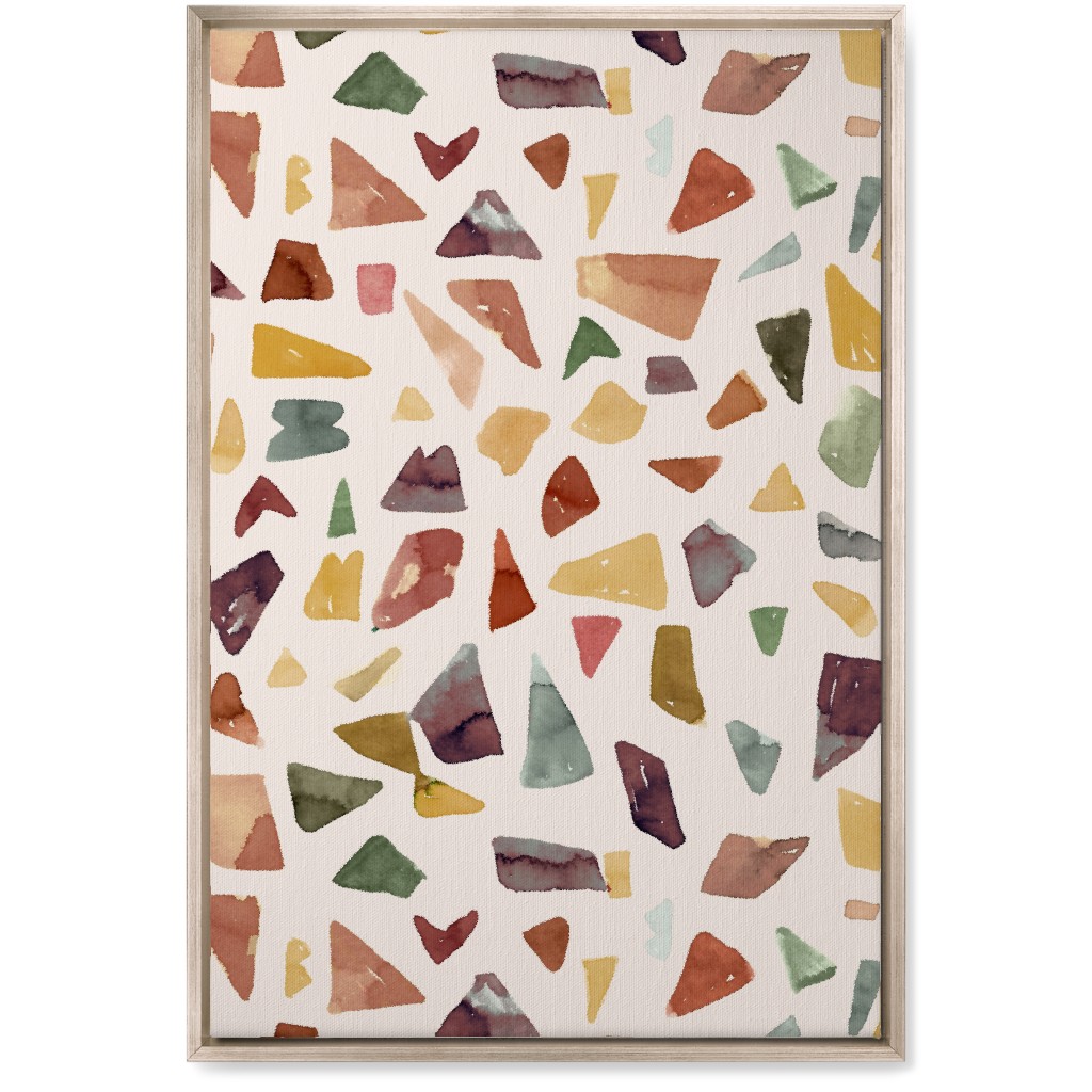 Watercolor Terrazzo - Neutral Wall Art, Metallic, Single piece, Canvas, 20x30, Beige, Pearl