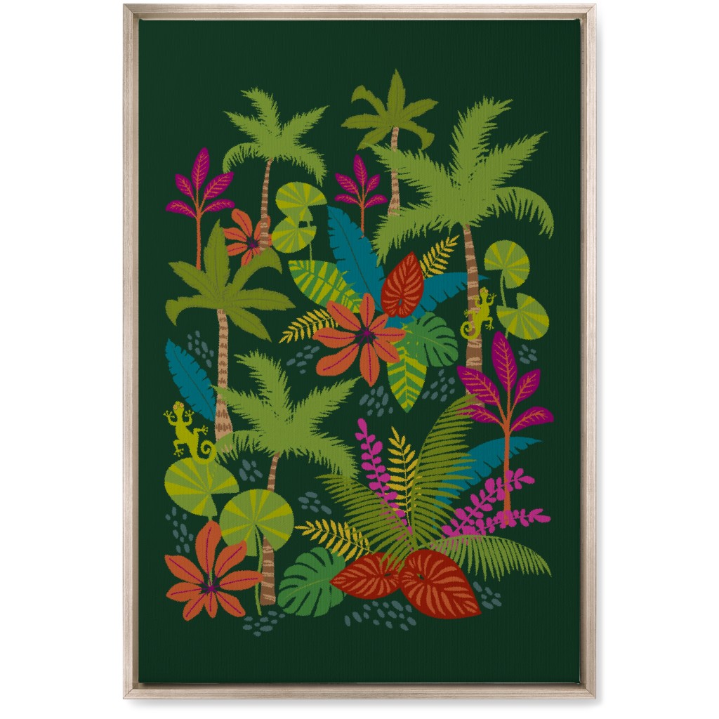 Night in the Tropics - Green Wall Art, Metallic, Single piece, Canvas, 20x30, Green