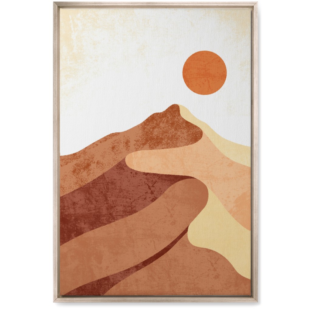 Desert Landscape - Earthy Warm Tones Wall Art, Metallic, Single piece, Canvas, 20x30, Orange, Orange