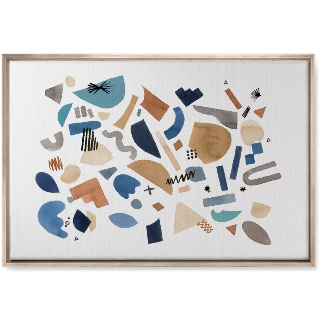 Geometric Abstract Pieces - Blue Wall Art, Metallic, Single piece, Canvas, 20x30, Multicolor