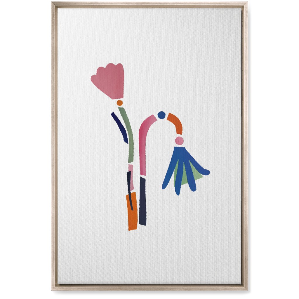 Flowerbed Bouquet - Multi on White Wall Art, Metallic, Single piece, Canvas, 20x30, Multicolor