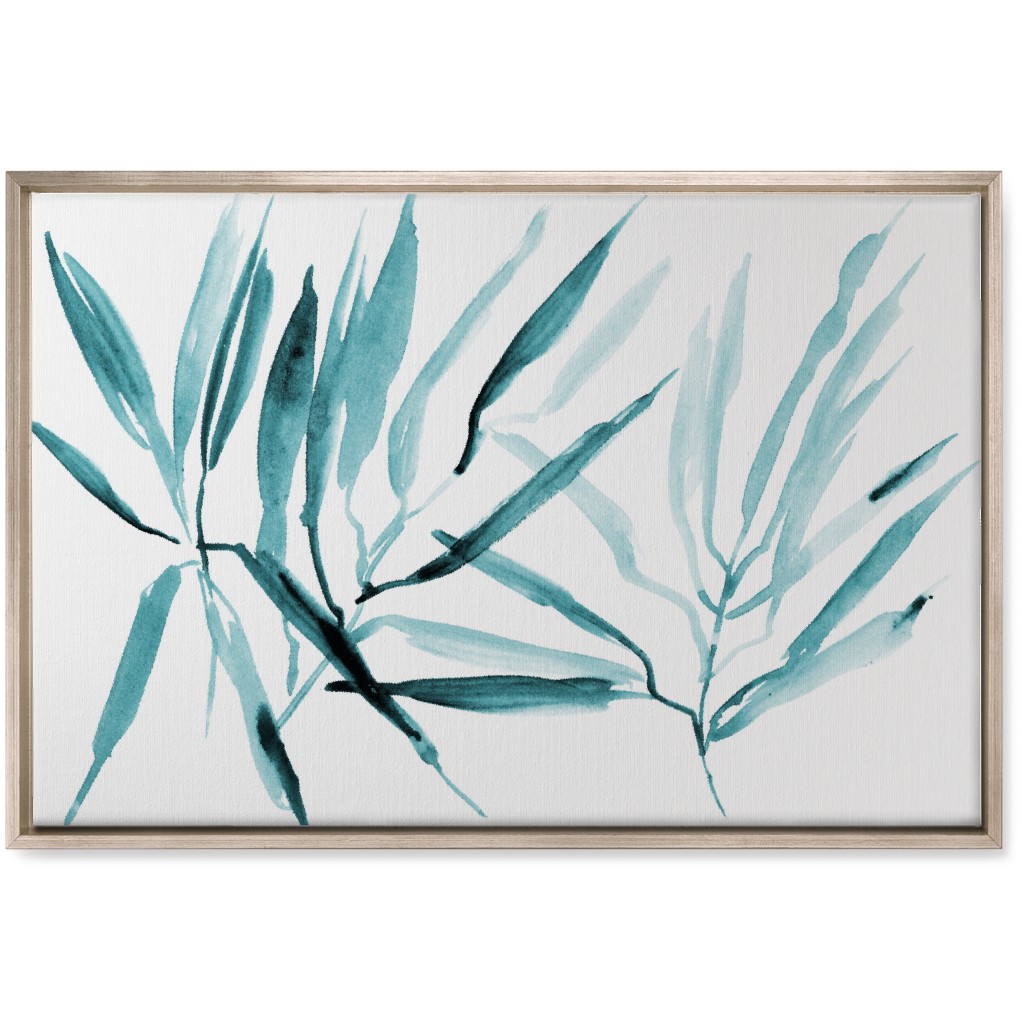 Watercolor Tropical Botanicals Wall Art, Metallic, Single piece, Canvas, 20x30, Blue, Silver Lake