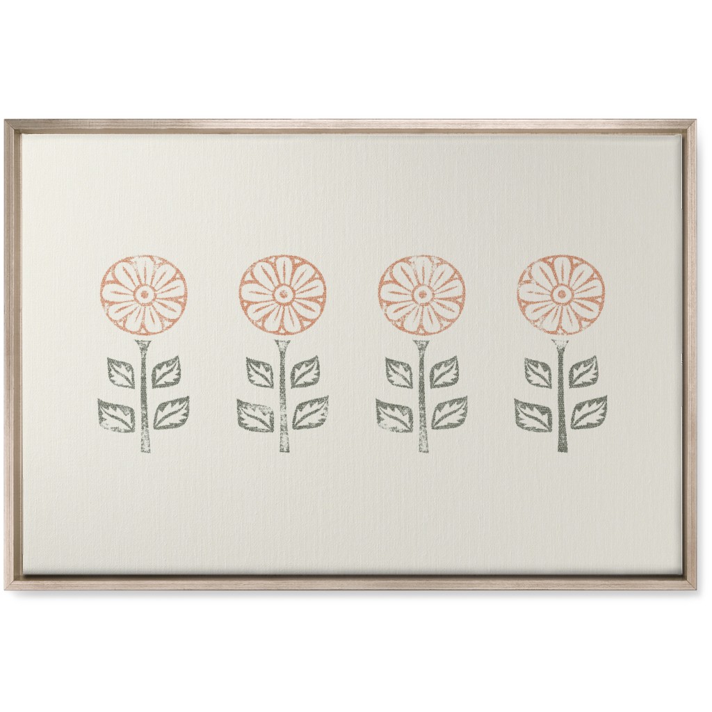 Floral Block Print Ii Wall Art, Metallic, Single piece, Canvas, 20x30, Pink, Alpaca