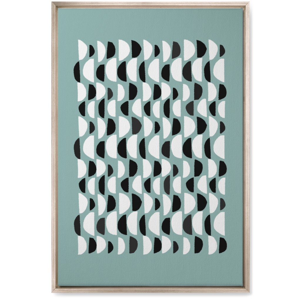 Abstract Scandi Half Moons - Green Wall Art, Metallic, Single piece, Canvas, 20x30, Green, Classic Green