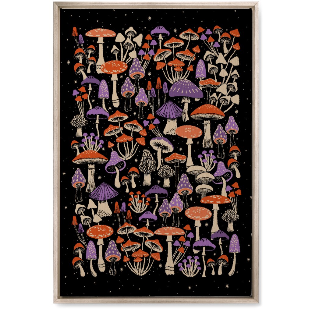Mushrooms and Stars Wall Art, Metallic, Single piece, Canvas, 20x30, Purple, Tulip