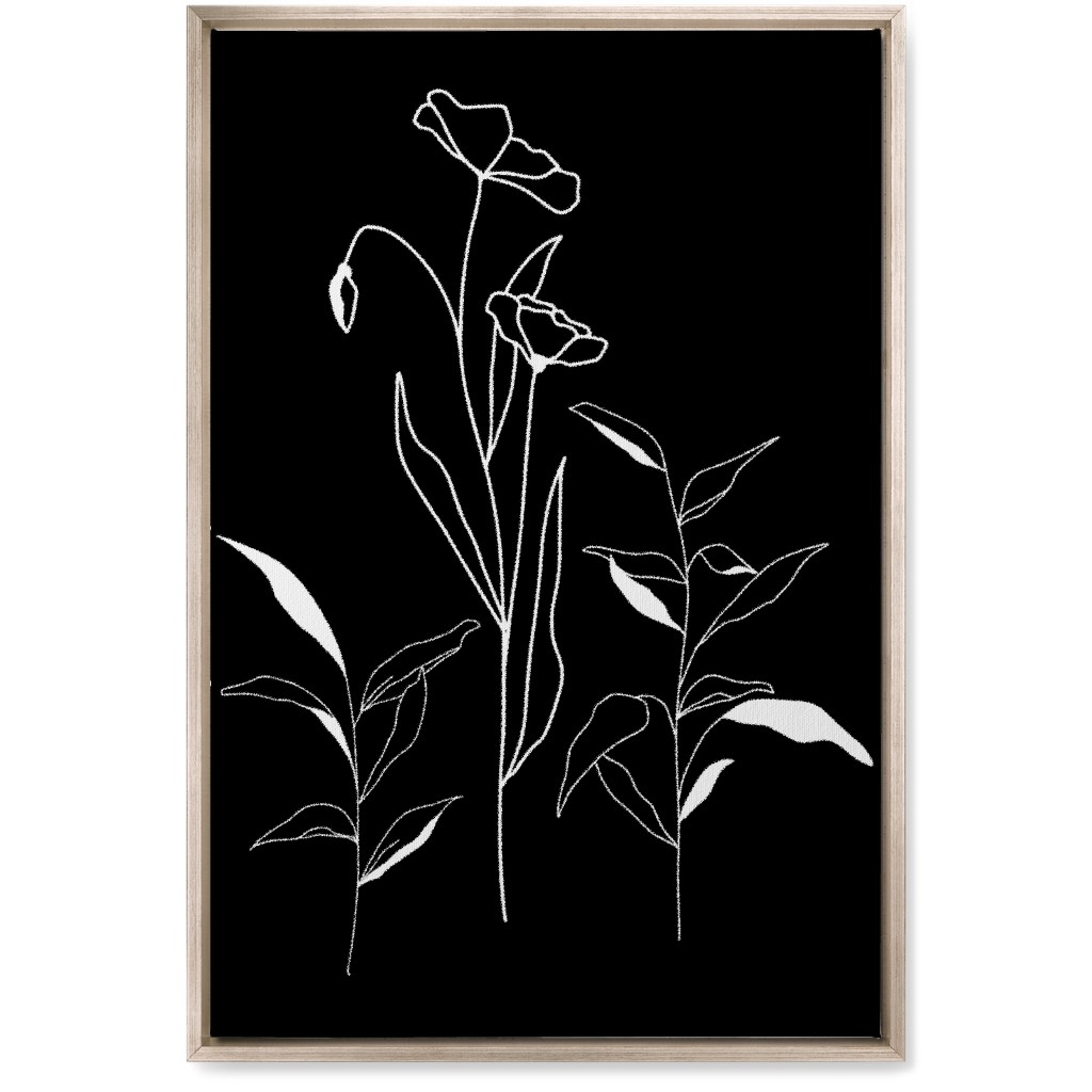 Meadow Botanical - Black and White Wall Art, Metallic, Single piece, Canvas, 20x30, Black